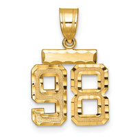 14k Small Brushed Diamond-cut Number 98 Charm-SN98
