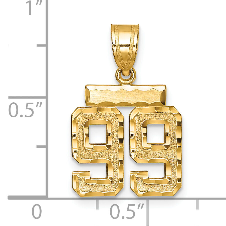 14k Small Brushed  Diamond-cut Number 99 Charm-SN99
