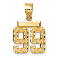 14k Small Brushed  Diamond-cut Number 99 Charm-SN99