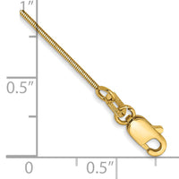14k .8mm Round Snake Chain Anklet-SNA060-9