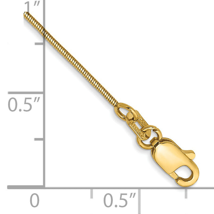 14k .8mm Round Snake Chain Anklet-SNA060-9