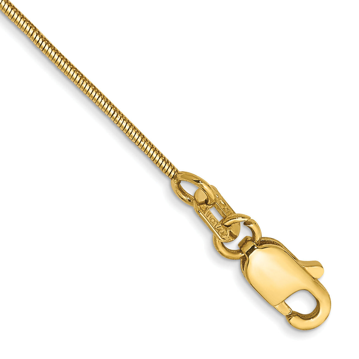 14k .8mm Round Snake Chain Anklet-SNA060-9