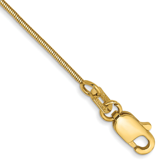14k .8mm Round Snake Chain Anklet-SNA060-9