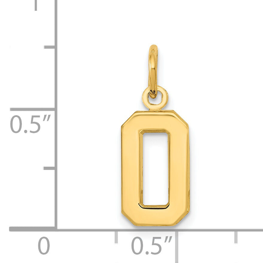 14k Small Polished Number 0 Charm-SP00
