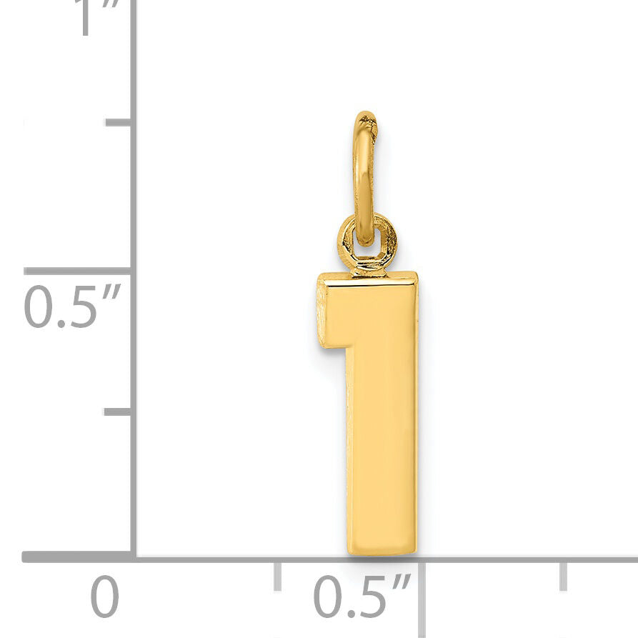 14k Small Polished Number 1 Charm-SP01