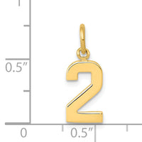 14k Small Polished Number 2 Charm-SP02