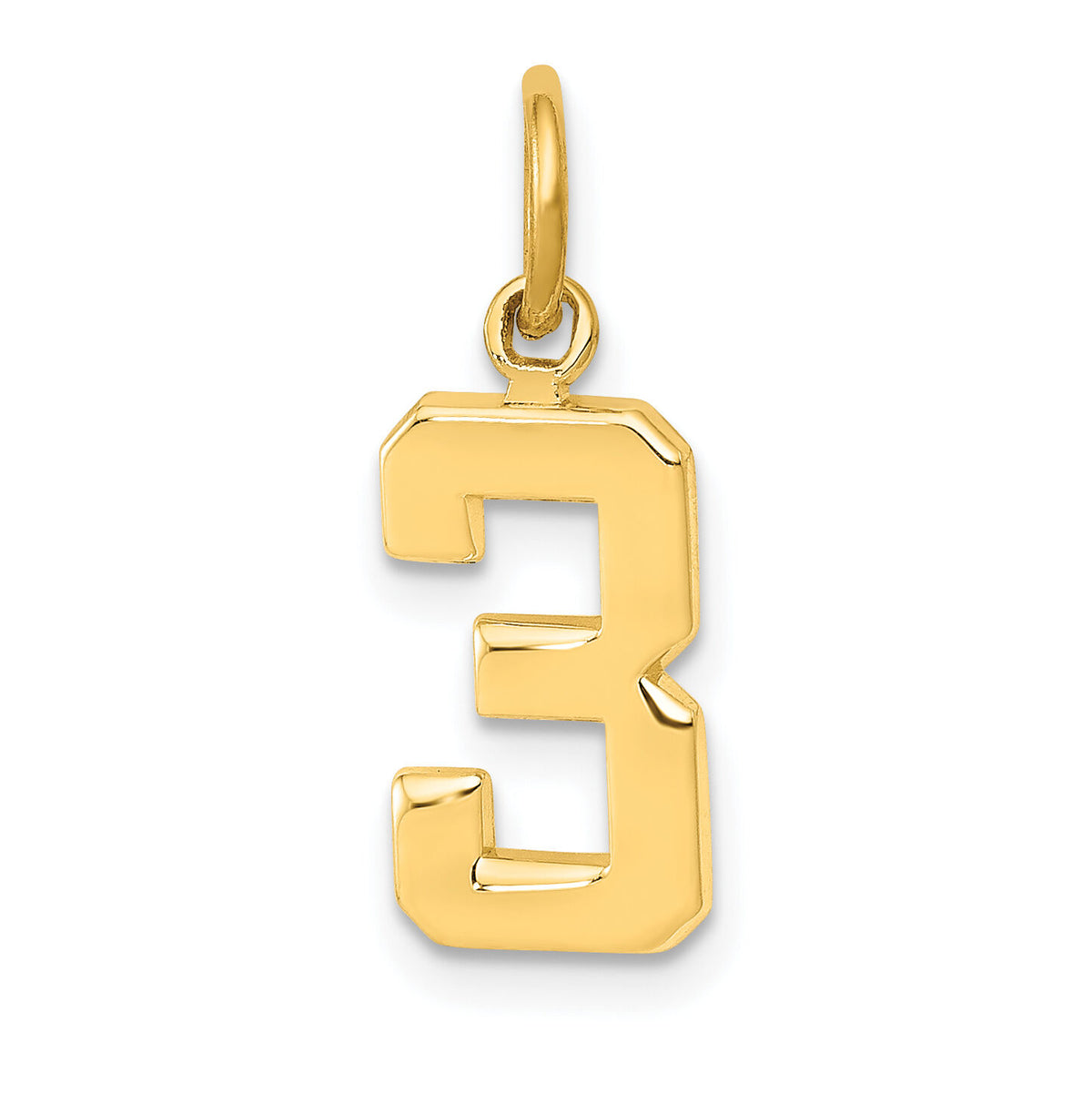 14k Small Polished Number 3 Charm-SP03