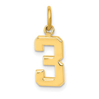 14k Small Polished Number 3 Charm-SP03