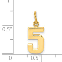14k Small Polished Number 5 Charm-SP05