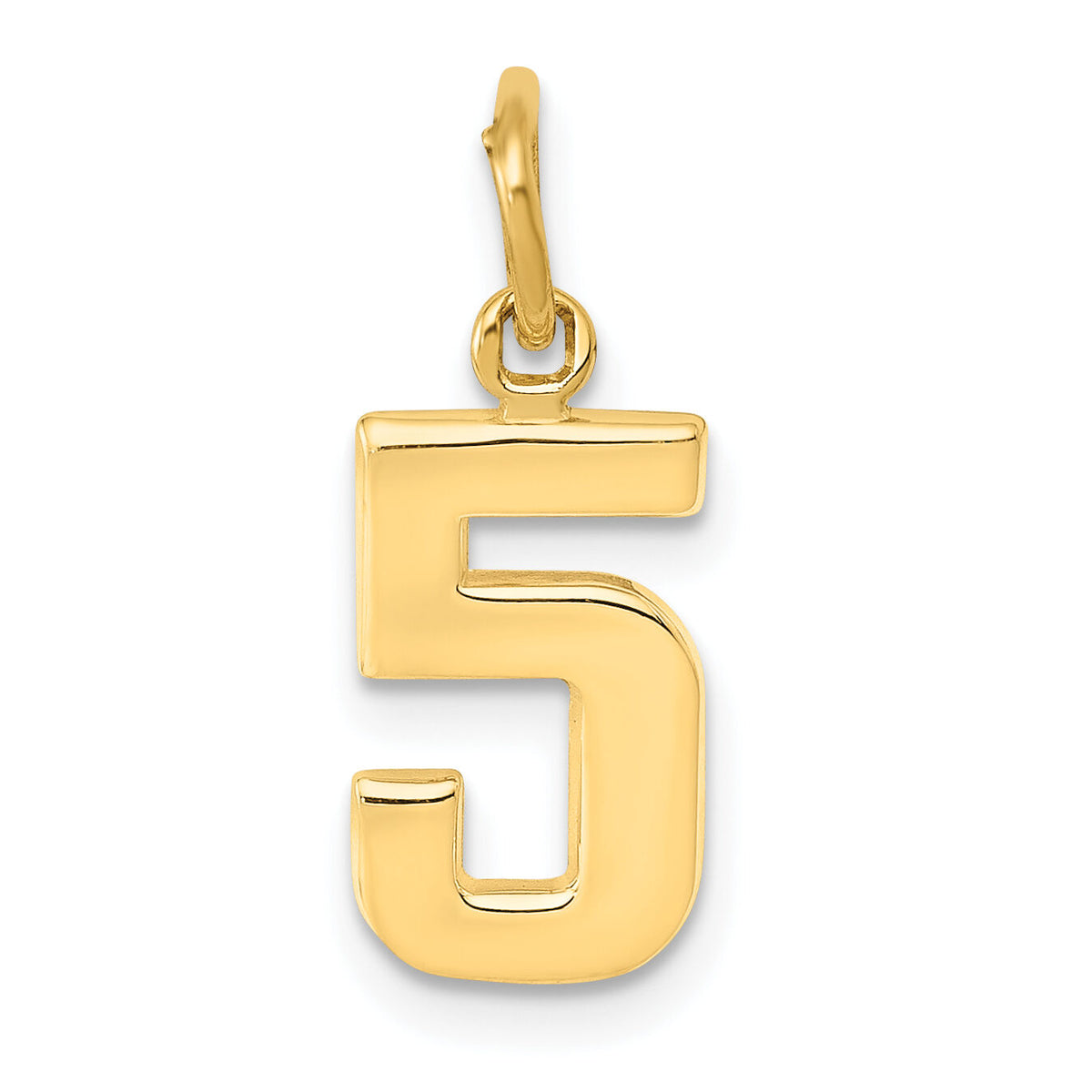 14k Small Polished Number 5 Charm-SP05