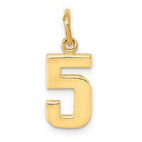 14k Small Polished Number 5 Charm-SP05