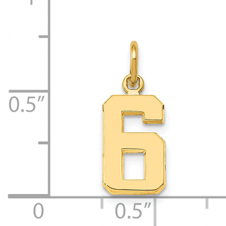 14k Small Polished Number 6 Charm-SP06