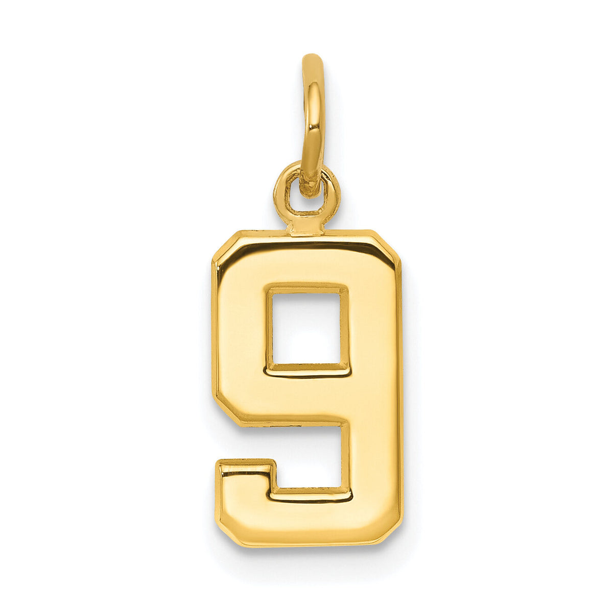 14k Small Polished Number 9 Charm-SP09