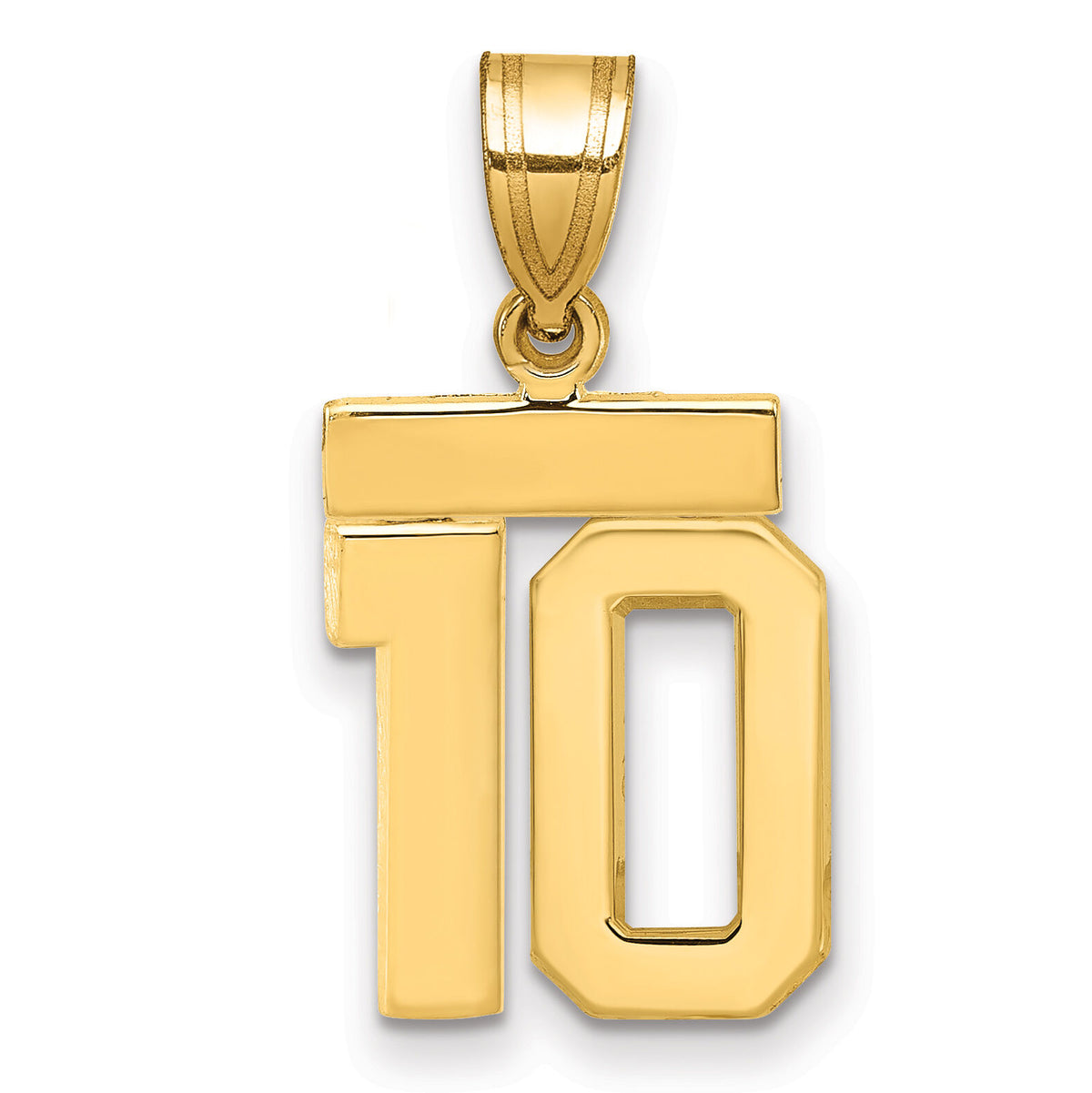 14k Small Polished Number 10 Charm-SP10