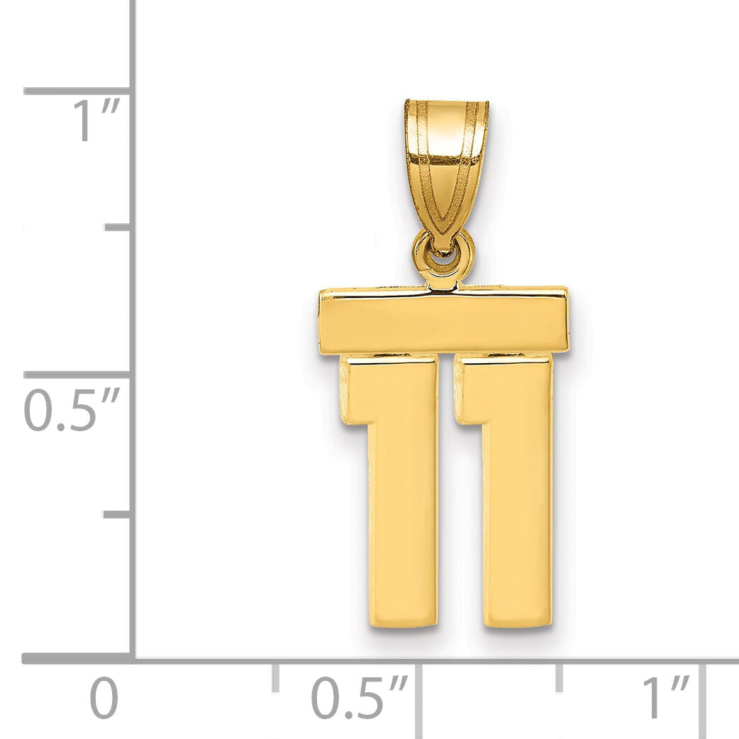 14k Small Polished Number 11 Charm-SP11