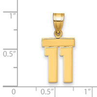 14k Small Polished Number 11 Charm-SP11