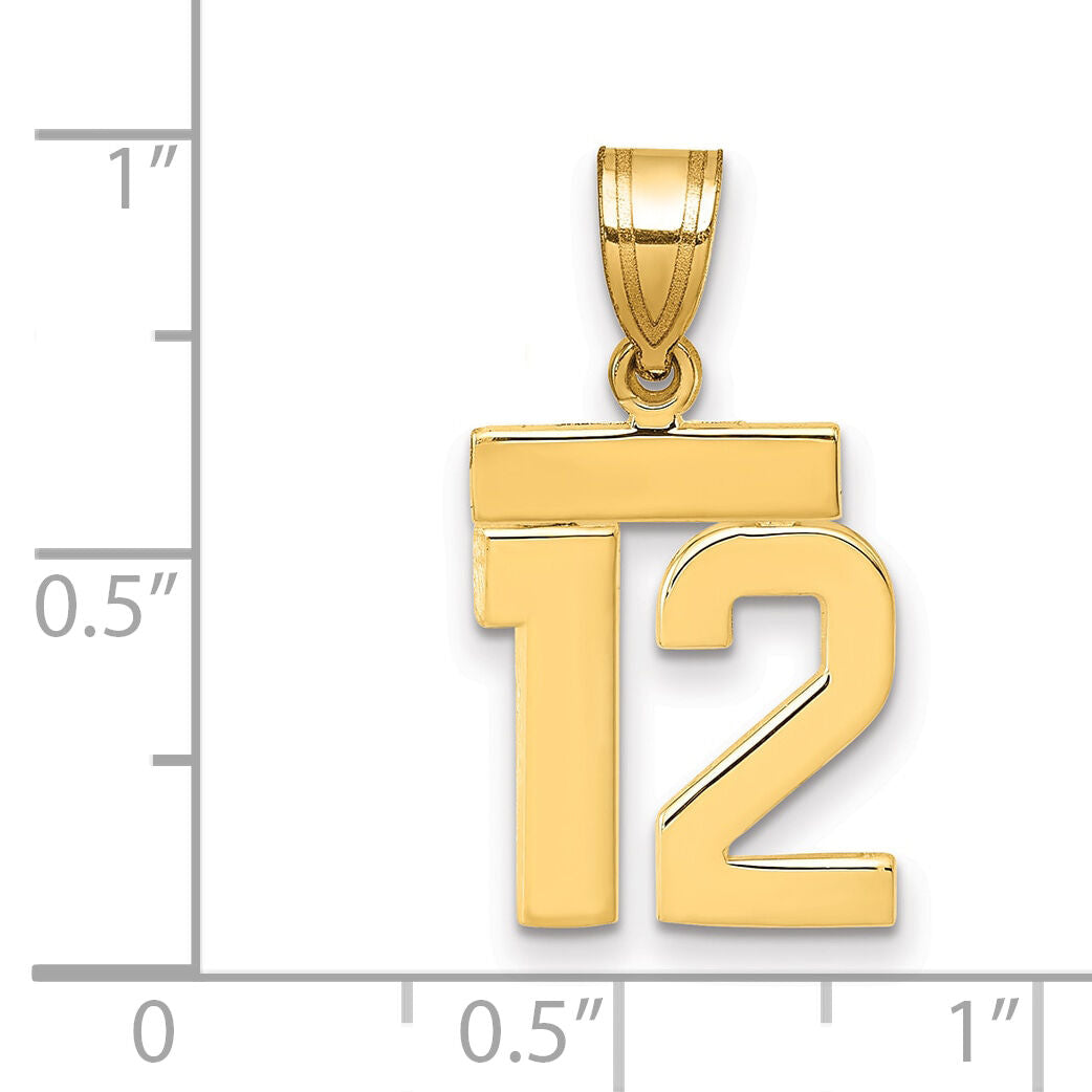 14k Small Polished Number 12 Charm-SP12