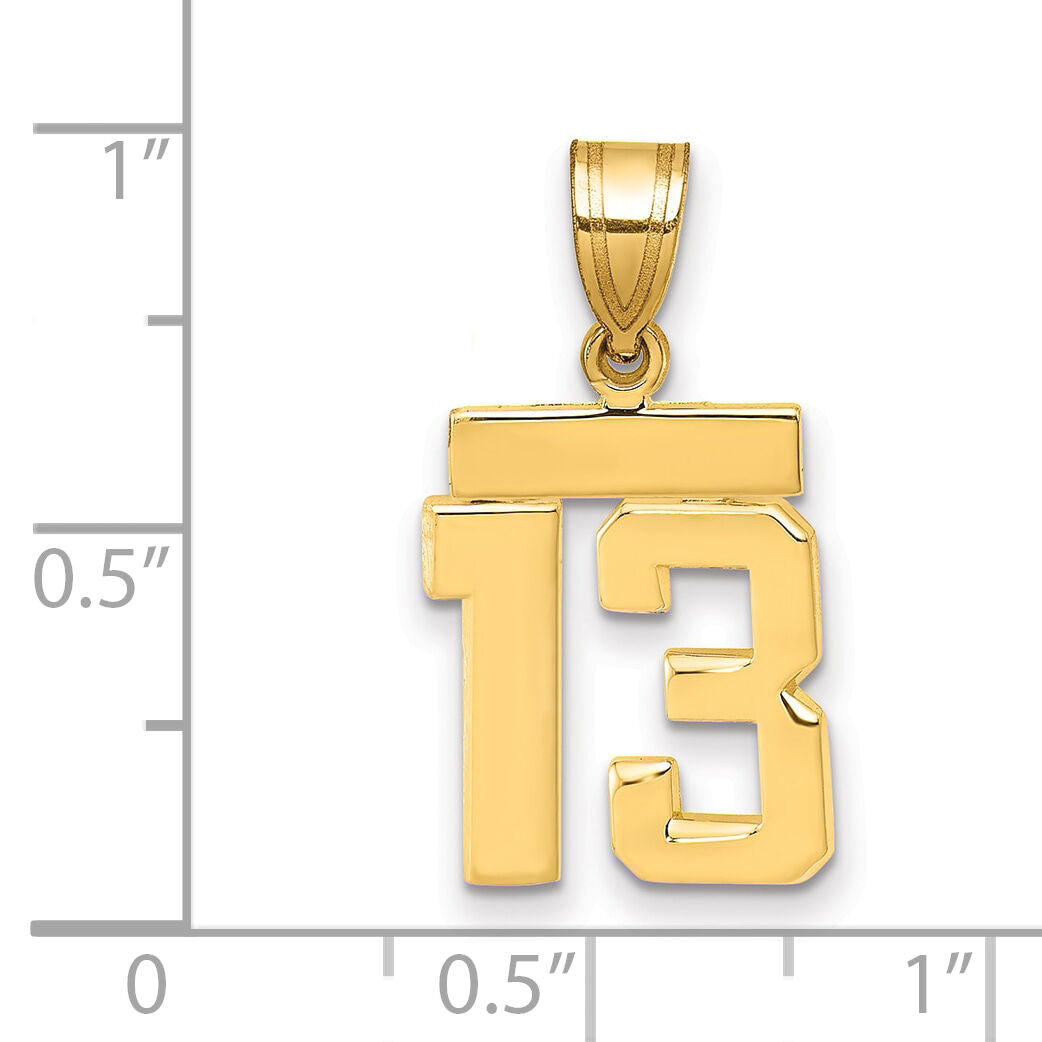 14k Small Polished Number 13 Charm-SP13