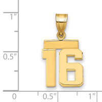 14k Small Polished Number 16 Charm-SP16