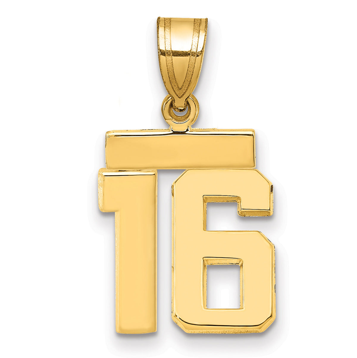 14k Small Polished Number 16 Charm-SP16