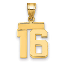 14k Small Polished Number 16 Charm-SP16