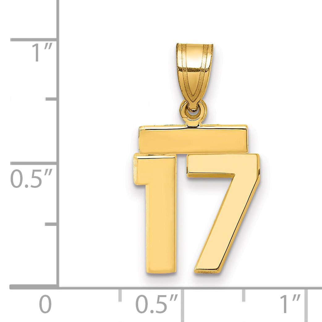 14k Small Polished Number 17 Charm-SP17