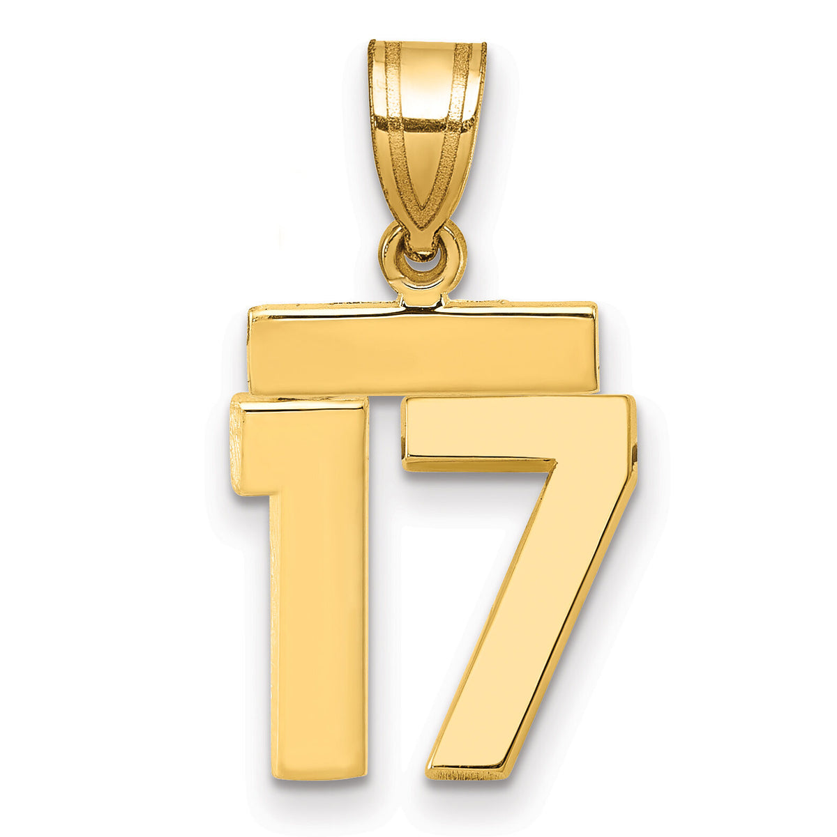 14k Small Polished Number 17 Charm-SP17