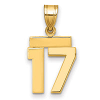 14k Small Polished Number 17 Charm-SP17