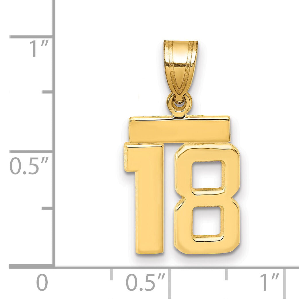 14k Small Polished Number 18 Charm-SP18