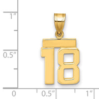14k Small Polished Number 18 Charm-SP18