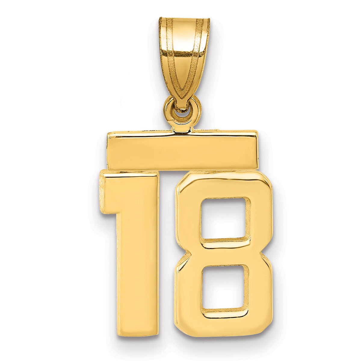 14k Small Polished Number 18 Charm-SP18