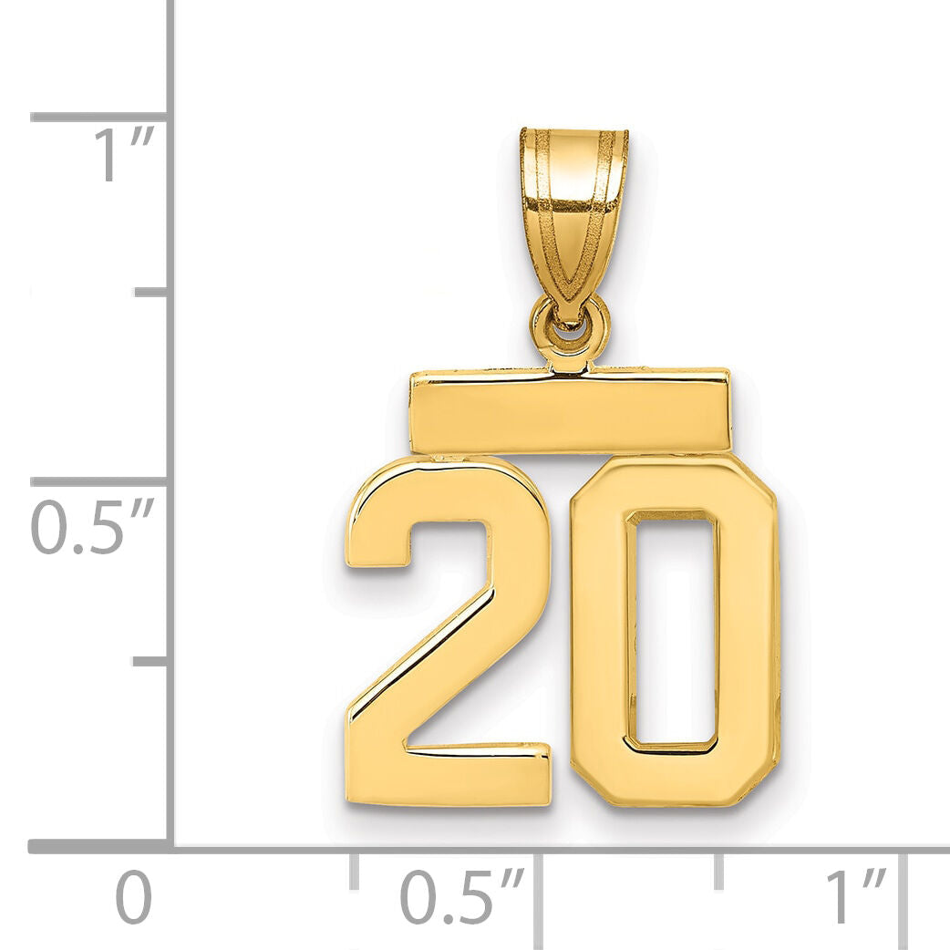 14k Polished Small Number 20 Charm-SP20