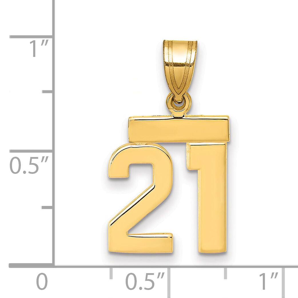 14k Small Polished Number 21 Charm-SP21