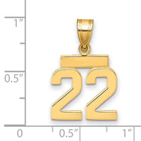 14k Small Polished Number 22 Charm-SP22