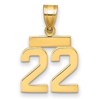 14k Small Polished Number 22 Charm-SP22