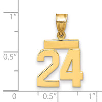 14k Small Polished Number 24 Charm-SP24