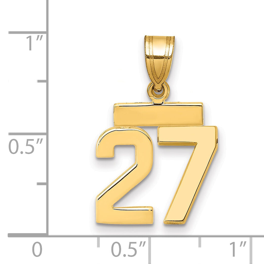 14k Small Polished Number 27 Charm-SP27