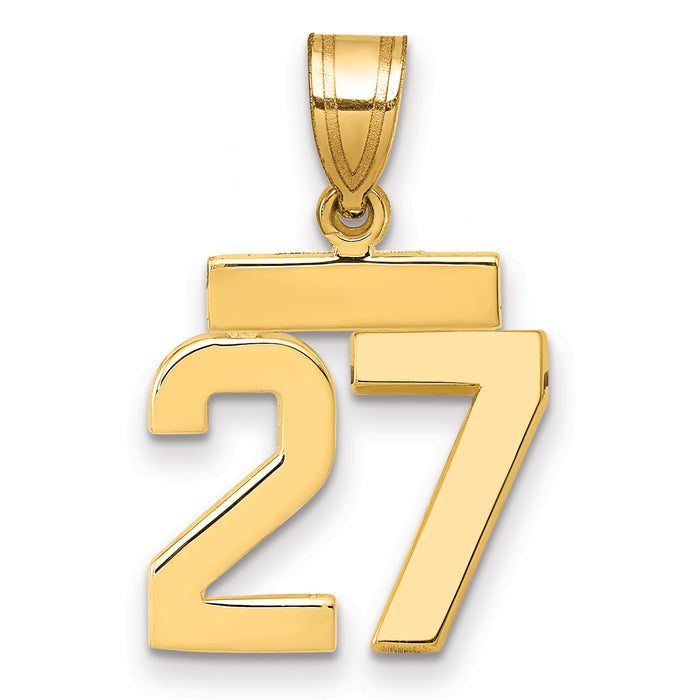 14k Small Polished Number 27 Charm-SP27