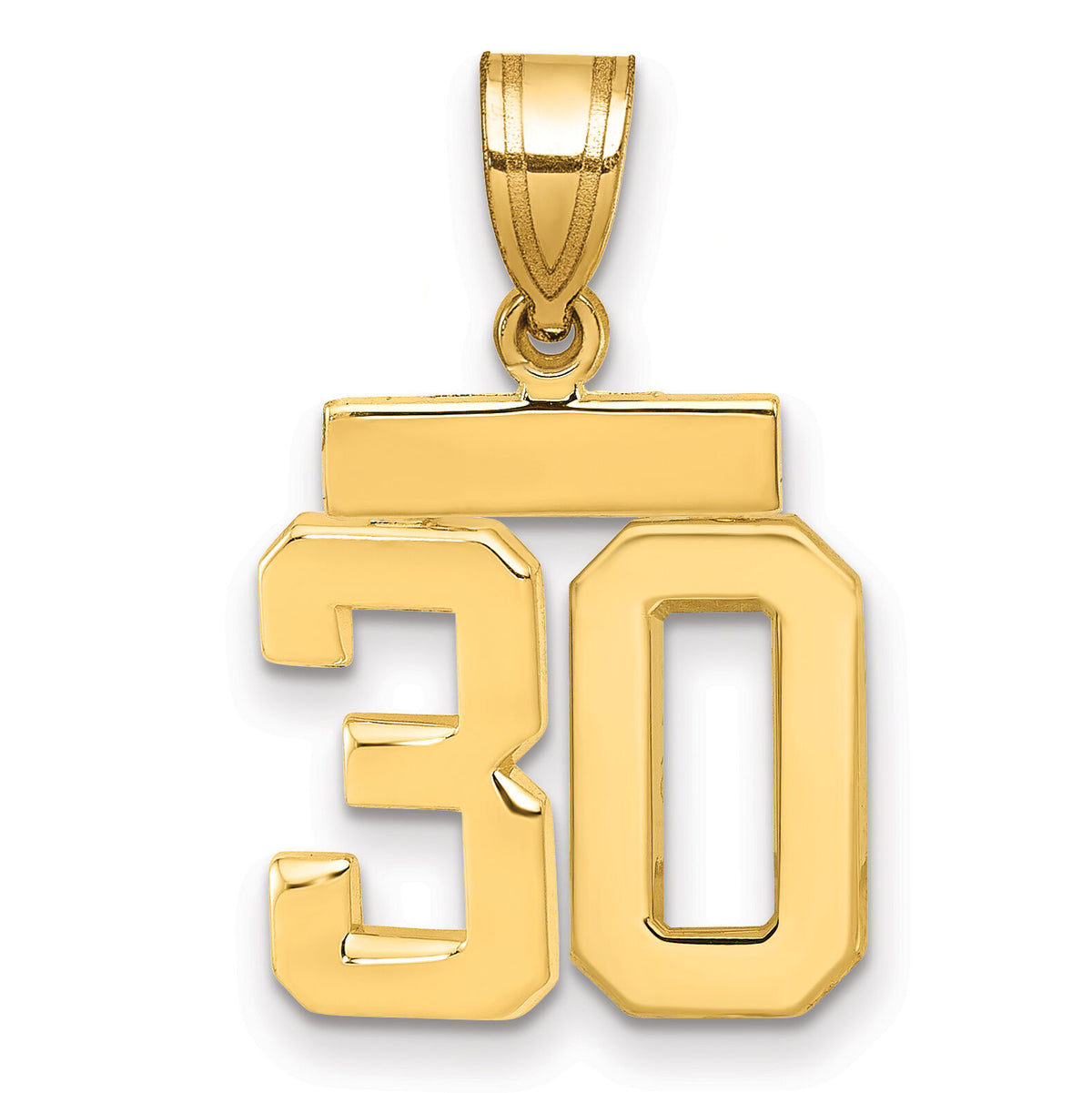 14k Small Polished Number 30 Charm-SP30