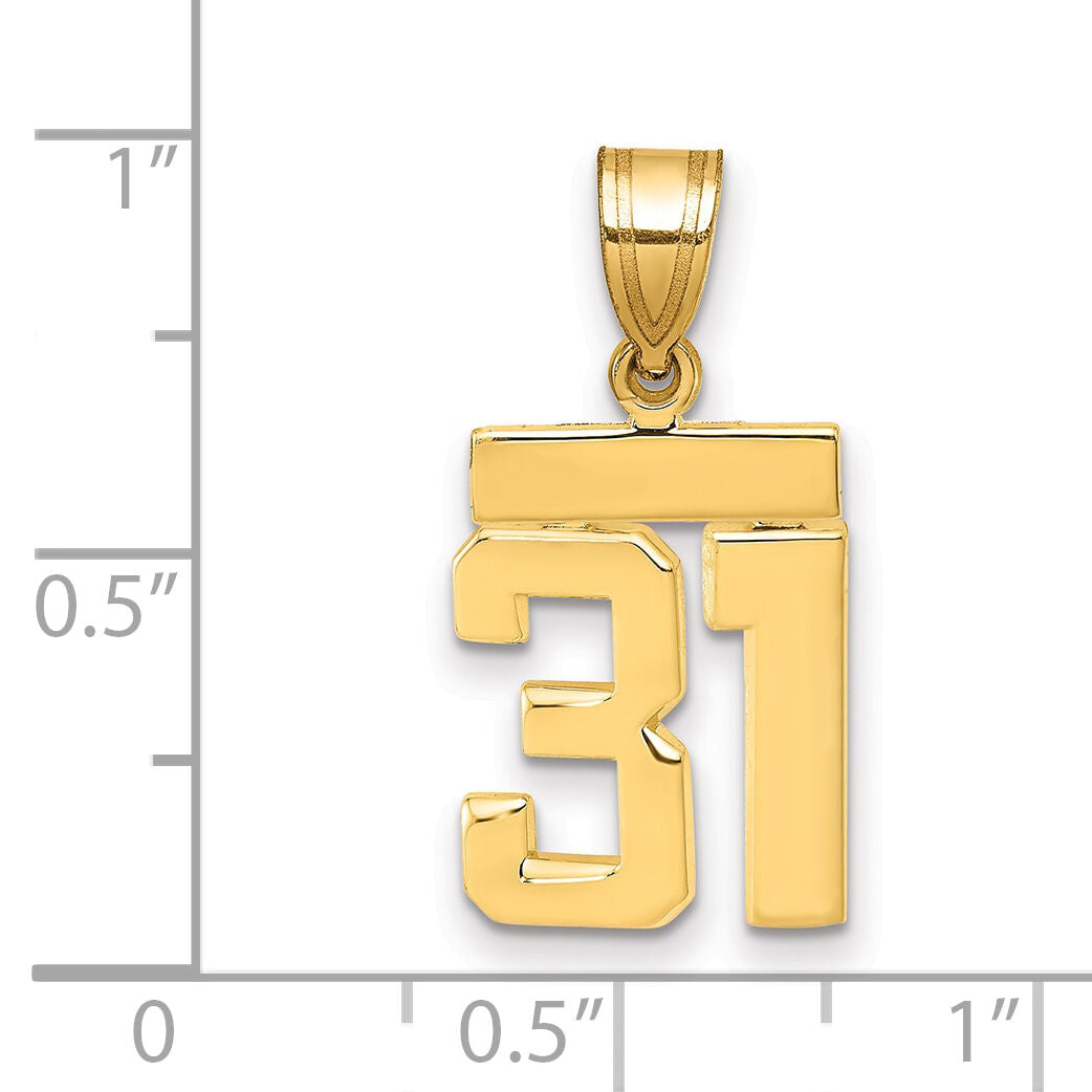 14k Small Polished Number 31 Charm-SP31