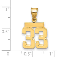 14k Small Polished Number 33 Charm-SP33
