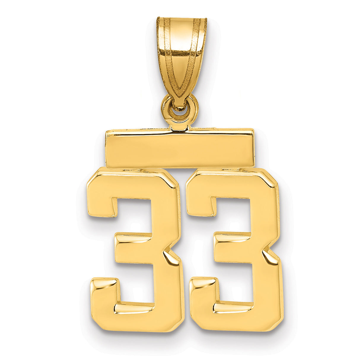 14k Small Polished Number 33 Charm-SP33