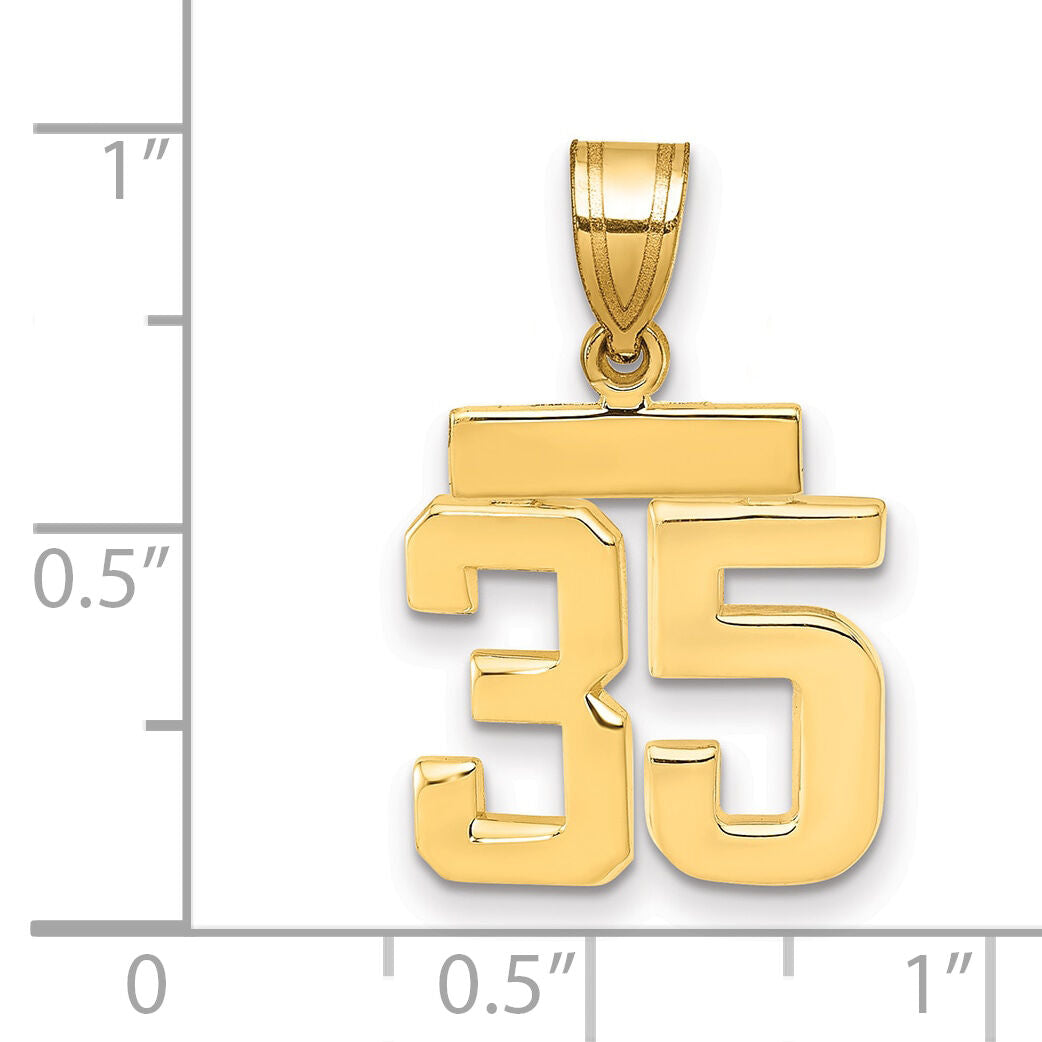 14k Small Polished Number 35 Charm-SP35