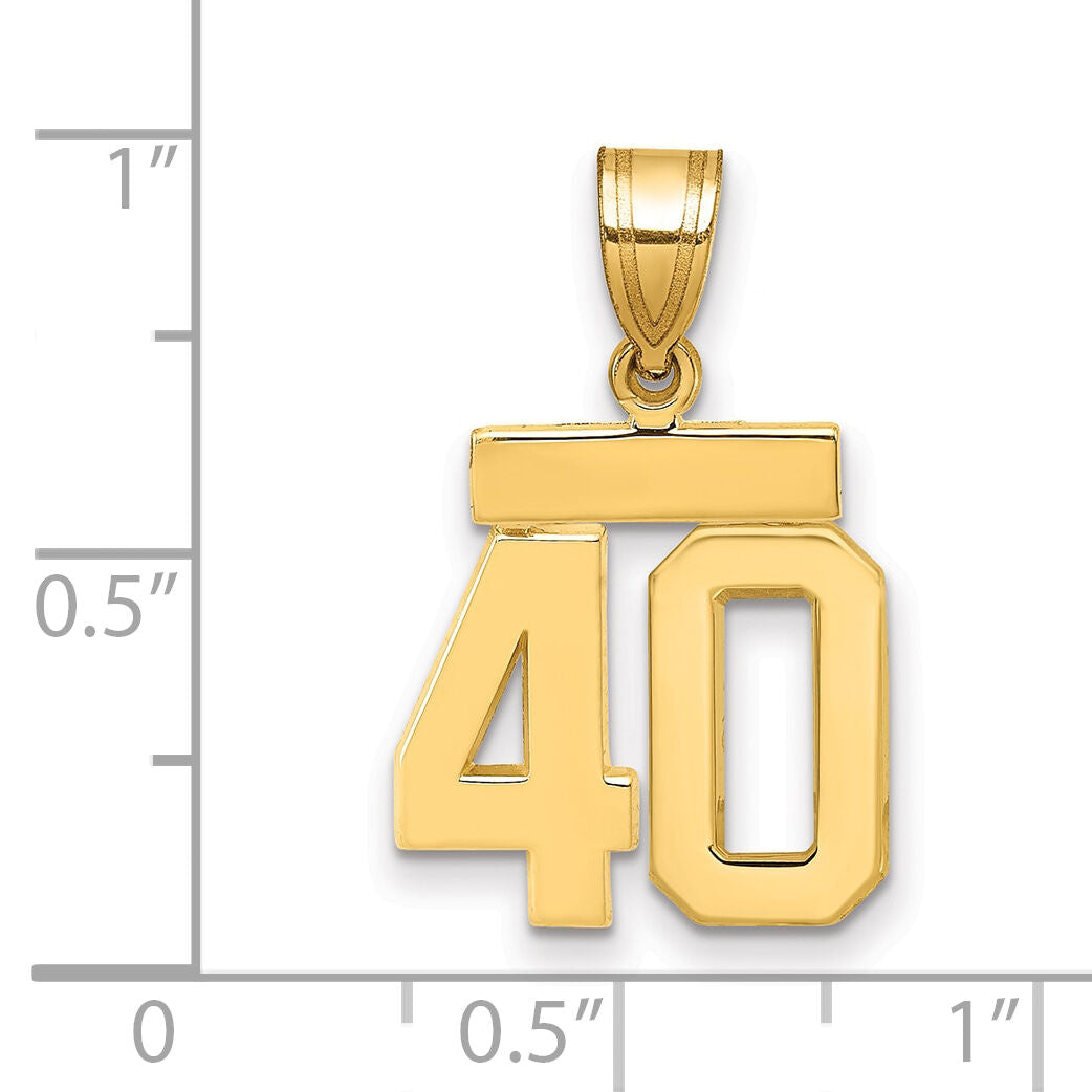 14k Small Polished Number 40 Charm-SP40