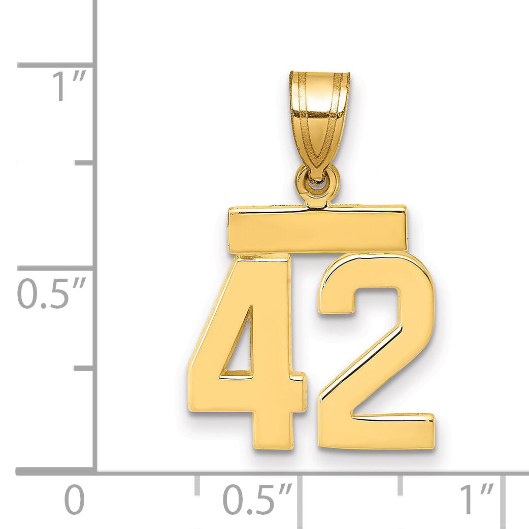 14k Small Polished Number 42 Charm-SP42