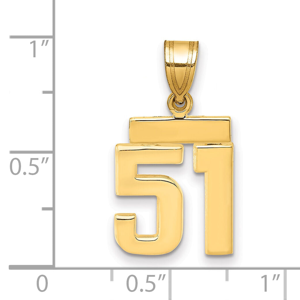 14k Small Polished Number 51 Charm-SP51
