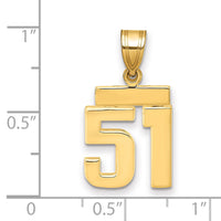 14k Small Polished Number 51 Charm-SP51
