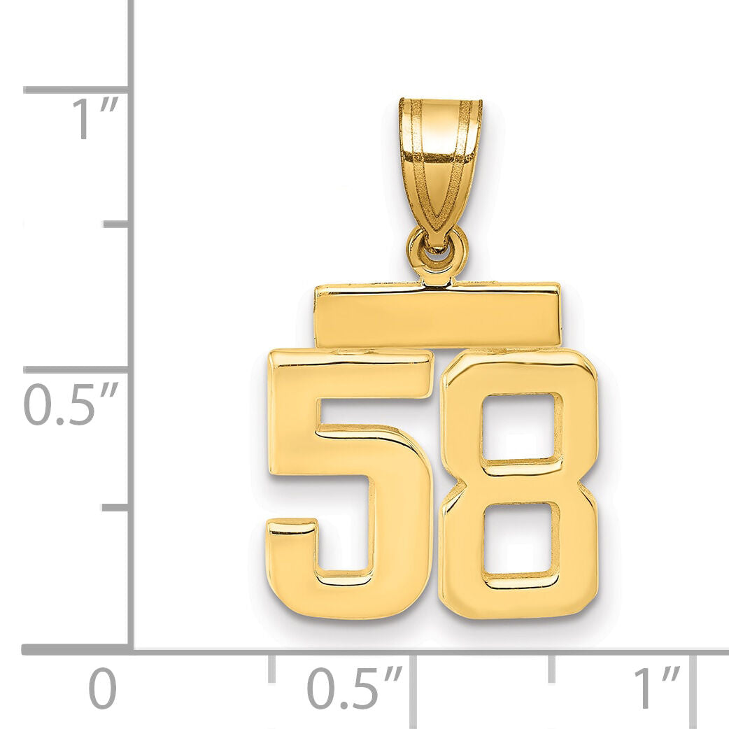 14k Small Polished Number 58 Charm-SP58