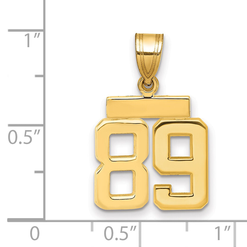 14k Small Polished Number 89 Charm-SP89
