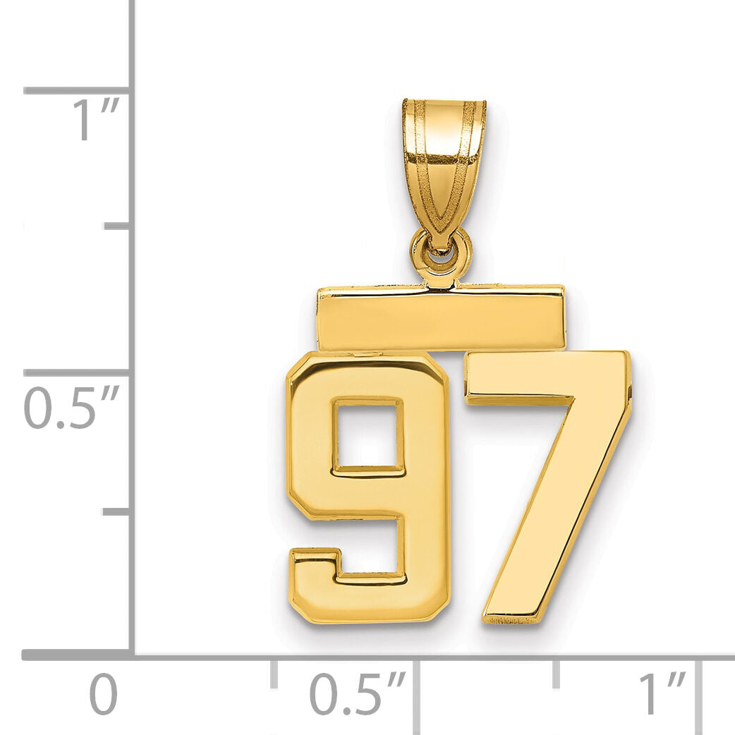 14k Small Polished Number 97 Charm-SP97